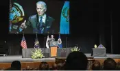  ?? JACQUELYN MARTIN / AP ?? President Joe Biden speaks Sunday at a memorial service for former Vice President Walter Mondale at the University of Minnesota.