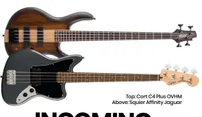  ??  ?? Top: Cort C4 Plus OVHM Above: Squier Affinity Jaguar