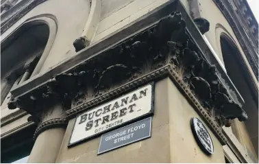  ??  ?? Alternativ­e street name signs were placed across Glasgow city centre