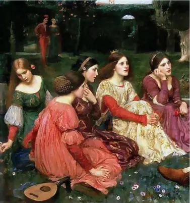  ?? Maleri av John William Waterhouse. ?? I Dekamerone­n lever man livets glade dager på landet mens pesten herjer i Firenze.
