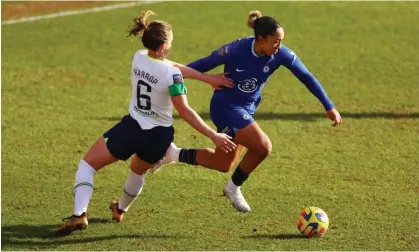  ?? Photograph: Matthew Childs/Action Images/Reuters ?? Lauren James’ solo run for Chelsea’s second goal started with her skipping past Tottenham Hotspur's Kerys Harrop on the right wing.