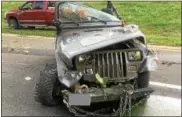  ?? COLUMBIA COUNTY SHERIFF’S OFFICE PHOTO ?? The Jeep involved in Friday’s accident on the Taconic State Parkway in Claverack.