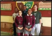  ??  ?? Inset, Bonner & Prendie students, left to right, (front), Gina Van Oster, Jaelyn Davis, (back) David Oladosu, Akindamola PeterKoyi, and Michael Killian, stand in the school’s lobby under the Bonner & Prendie logo. Mosignor Bonner & Archbishop...