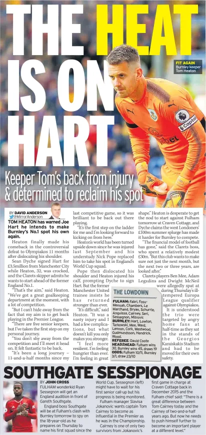  ??  ?? FIT AGAIN Burnley keeper Tom Heaton