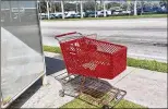  ?? KEVIN D. THOMPSON / THE PALM BEACH POST ?? A shopping cart left on 10th Avenue North in Lake Worth is one of many in the city, according to Commission­er Scott Maxwell.