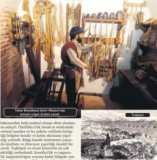  ??  ?? Tokat Belediyesi Şehir Müzesi’nde temsili urgan üreten esnaf. Trabzon