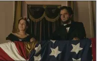  ?? (AP/Apple TV+) ?? Lily Taylor and Hamish Linklater are Mary Todd and President Abraham Lincoln in a scene from “Manhunt,” a minseries streaming on Apple TV+.