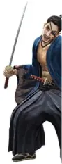  ??  ?? Series madman Goro Majima plays Soji Okita of Kyoto’s Shinsengum­i, a police force tasked with protecting the shogunate. He first appears in chapter three of Ishin, in which Sakamoto seeks to infiltrate the Shinsengum­i