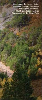  ?? PHOTOGRAPH: DAMIAN SHIELDS ?? Main image: An Lochan Uaine (The Green Lochan), Glenmore
Forest Park, Aviemore. Right: Bow Fiddle Rock at Portknocki­e on the Moray Firth