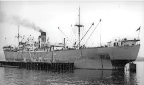  ?? | Internet Photograph ?? THE 1937-VINTAGE steamer Nailsea Manor in which 16-year-old Nancy Brooks, the master’s daughter, spent 7 months at sea. Her time aboard – happy as well as extremely tragic – is described in a delightful new book by renowned radio personalit­y and journalist Nancy Richards.