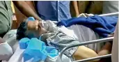  ?? — PTI ?? Karnataka Lokayukta Justice Vishwanath Shetty being shifted to a hospital.