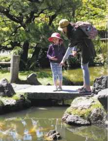  ?? Photos by Paul Chinn / The Chronicle ?? Far left: Nora Curnyn, 5, and her mom, Elena Curnyn, of S.F. would not have to pay more to see the koi at the Japanese Tea Garden.