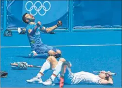  ?? PTI ?? India captain Manpreet Singh reacts after winning the bronze medal match on Thursday.