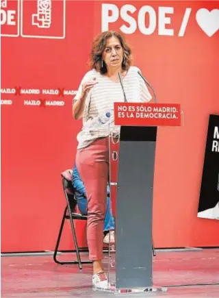  ?? EP ?? Irene Lozano durante un mitin con el PSOE en la campaña electoral madrileña