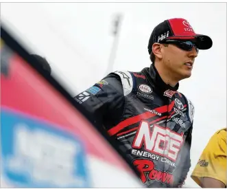  ?? MATT SULLIVAN / GETTY IMAGES ?? Kyle Busch, driver of the No. 18 Snickers Toyota and a two-time winner of tonight’s Quaker State 400 in Sparta, Ky., clocked 190.282 mph Friday for his third pole this season and 22nd of his career.