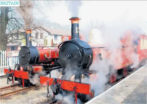  ??  ?? Clockwise from above: the Isle of Man Steam Railway at Ballasalla; horsetram in Douglas; Port Erin; and one of the panelled railway coaches