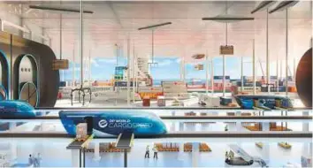  ?? Courtesy: Virgin Hyperloop ?? An image of the hyperloop terminal at Dubai Port. According to Virgin Hyperloop One, the cargo routes will be developed in tandem with its passenger routes.