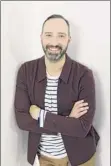  ??  ?? Actor Tony Hale posing for a portrait in New York. Hale has earned many fans for roles in “Arrested Developmen­t” and “Veep.” But he switched gears recently to play the lovable and innocent Forky in Pixar’s “Toy Story 4.”