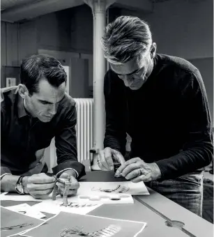  ??  ?? Edouard Meylan and his team during the design process of the Streamline­r Flyback Chronograp­h Automatic