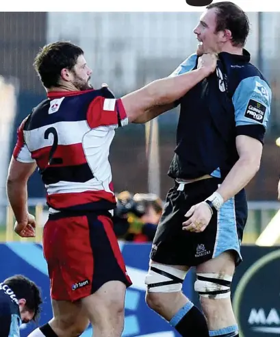  ??  ?? Derby drama: Ross Ford gets to grips with Glasgow rival Al Kellock in last weekend’s 1872 Cup clash