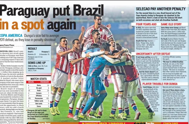  ??  ?? Paraguay did well to keep Brazil on the edge and performed as a unit to make the Copa America semifinal on Sunday.