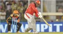  ?? PTI ?? Chris Gayle during his innings against Sunrisers in Mohali. —