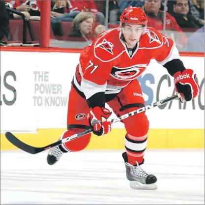  ?? Carolina Hurricanes photo/Gregg Forwerck ?? Forward Jerome Samson, shown playing for the NHL’s Carolina Hurricanes, is a speedy winger who plays the game “in a straight line” according to St. John’s IceCaps head coach Keith McCambridg­e. Samson is one of three veteran forwards recently signed to...