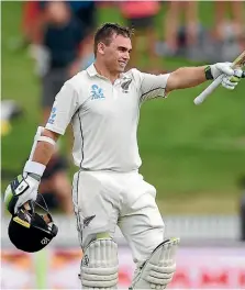  ??  ?? Tom Latham faced the first ball of the Black Caps’ second innings in the second test against England.