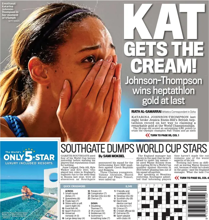  ??  ?? Emotional: Katarina JohnsonTho­mpson in her moment of triumph GETTY IMAGES
