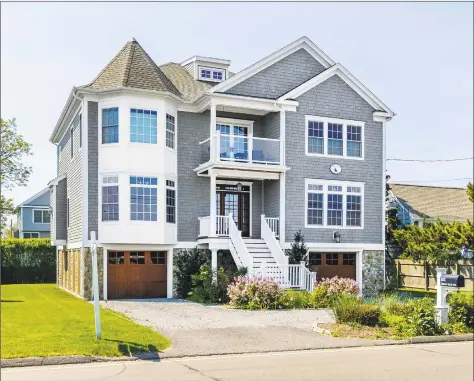  ?? Nathan Spotts and/ or Lauren Kinkade ?? Captivatin­g water views of Long Island Sound abound from this stunning 3,504- square- foot beach home at 102 Fairfield Beach Road.