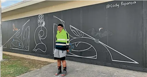  ?? ?? The Chorus Exchange is home to a mural designed and painted by aspiring artist Cody Paparoa, whose design was inspired by the history of Awanui.