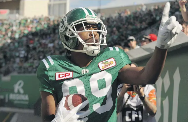  ?? — THE CANADIAN PRESS FILES ?? Even Roughrider­s receiver Duron Carter is expecting a big game from himself Sunday after piling up 231 yards against Ottawa in their last meeting.