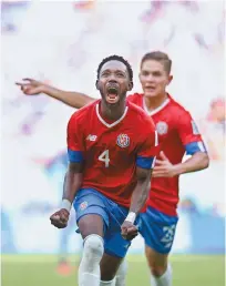  ?? Xinhua-Yonhap ?? Keysher Fuller of Costa Rica celebrates after scoring during the Group E match against Japan at the 2022 FIFA World Cup at Ahmad Bin Ali Stadium in Al Rayyan, Qatar, Sunday.