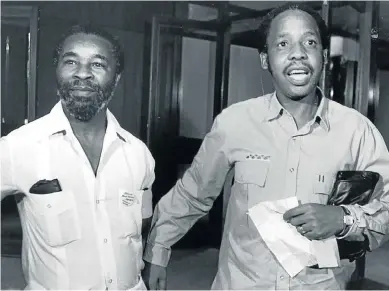  ?? Picture: JOE SEFALE ?? NEW DIRECTION: Former president Thabo Mbeki, left, and SACP leader Chris Hani. Hani led a drive for the renewal of the ANC after the movement’s first military operation, the Wankie campaign
