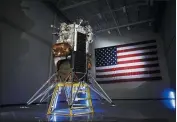  ?? INTUITIVE MACHINES VIA AP ?? Intuitive Machines shows off its IM-1 Nova-C lunar lander in Houston in October. The company aims to launch the lander in mid-February on a SpaceX rocket.