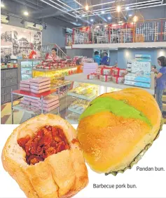  ??  ?? Pandan bun.
Barbecue pork bun.