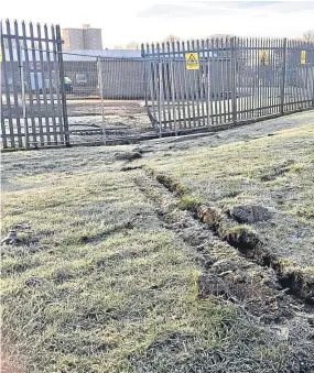  ??  ?? The damaged fencing after the accident at the Lyndhurst substation.