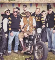  ?? PHOTO: JONATHAN JAMES WILSON ?? Jason Momoa meets the Hornets, the Goodwood Revival motorcycle gang