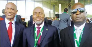  ??  ?? Chief Olusola Oke (SAN); Mr. Yusuf Ali (SAN) and Mr. Salisu Ahmed during the yearly general conference of the Nigerian Bar Associatio­n (NBA) in Abuja. PHOTO: JOSEPH ONYEKWERE.