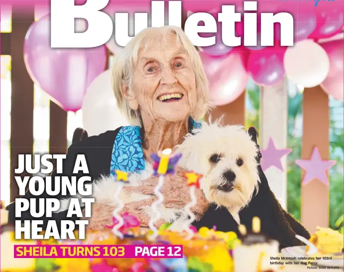  ?? Picture: SHAE BEPLATE ?? Sheila Mcintosh celebrates her 103rd birthday with her dog Percy.