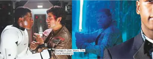  ??  ?? Boyega in Star Wars: The Force Awakens.