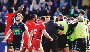  ??  ?? Poor form: Maro Itoje celebrates Edinburgh’s non-try