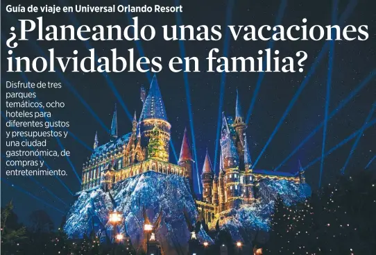  ?? / Cortesía: Universal ?? The Nighttime Lights at Hogwarts Castle, espectácul­o de proyección de luces en el mágico castillo.