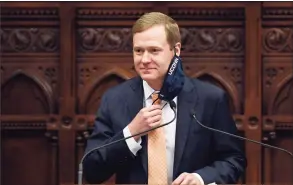  ?? Jessica Hill / Associated Press ?? Speaker of the House Matt Ritter, D-Hartford, at the state Capitol in Hartford in April.