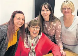  ??  ?? ●●Stroke Associatio­n fundraiser Lauren Stubbs pictured to the right of Linda Hammond (wearing a pink jumper), plus Linda’s friend Sue Jackson and her daughter Fiona Jackson