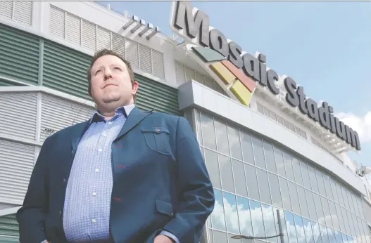  ?? BRANDON HARDER ?? Tim Reid, president and CEO of Evraz Place, has a lot of unanswered questions about events this year at Mosaic Stadium, home of the Saskatchew­an Roughrider­s.