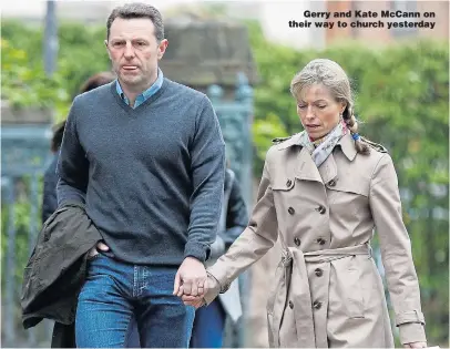  ??  ?? Gerry and Kate McCann on their way to church yesterday