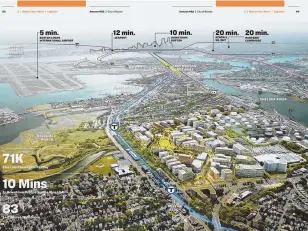  ?? COURTESY OF THE CITY OF BOSTON, ABOVE; AP FILE PHOTO, LEFT ?? HUB PROPOSAL: The city of Boston’s proposed Amazon site in East Boston is among the 20 contenders on the company’s shortlist.