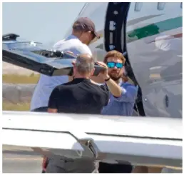  ??  ?? Luxury: Harry boards private jet in the South of France