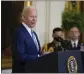  ?? THE ASSOCIATED PRESS ?? President Joe Biden speaks during a Medal of Honor ceremony Tuesday.